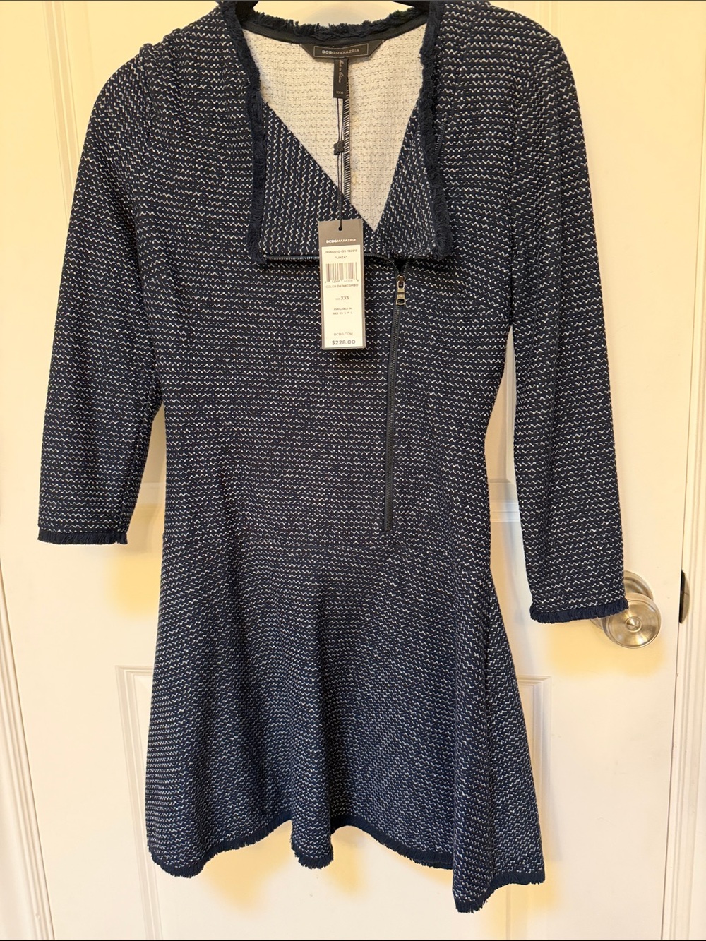 NWT BCBGMaxAzria Navy Knit Fit & Flare Minidress